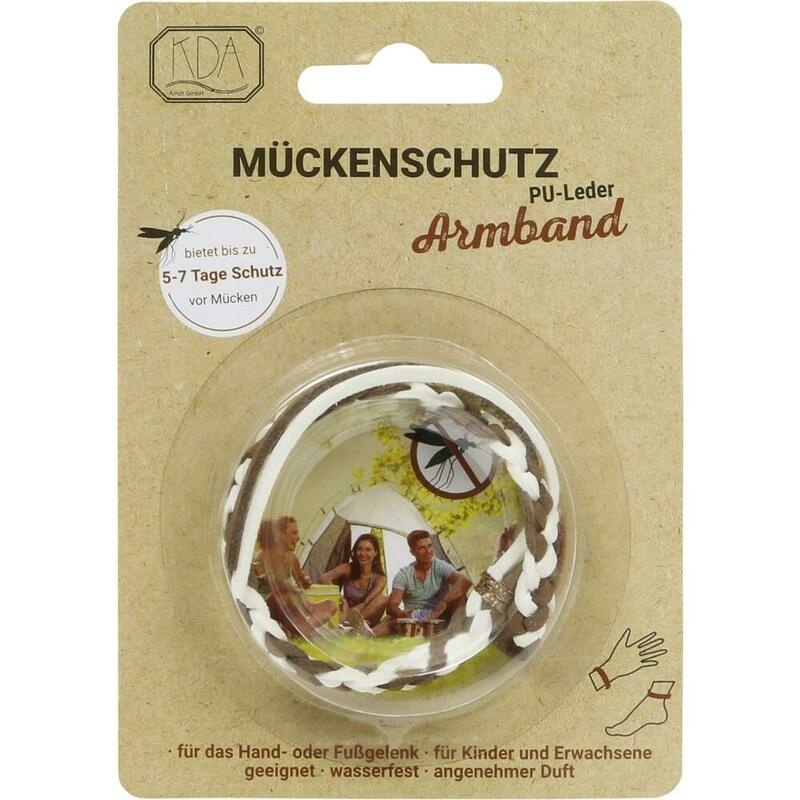 MÜCKENSCHUTZ Armband PU-Leder braun/weiß KDA