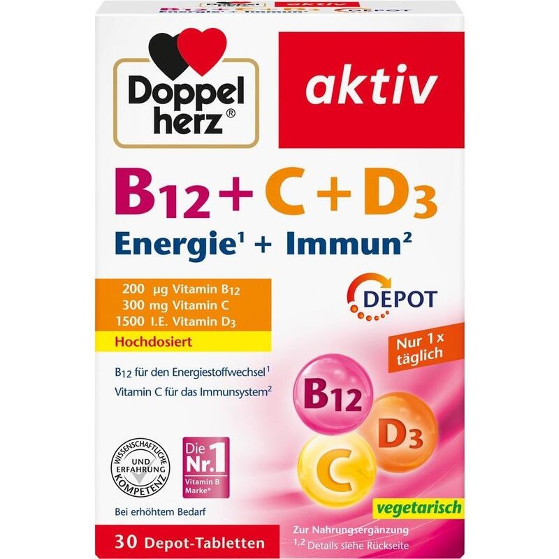 DOPPELHERZ B12+C+D3 Depot aktiv Tabletten